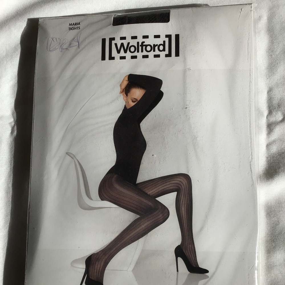 Wolford Maria Patterned Tights, Black Astral Mediu